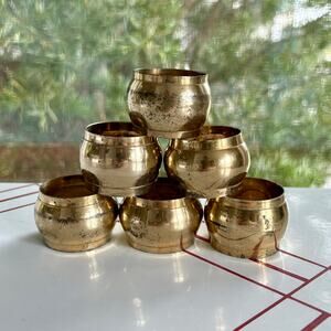Vintage Solid Brass Napkin Rings Set of 6 Made in India